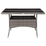 Tavolo da Pranzo per Giardino in Polyrattan Grigio e Vetro 46190