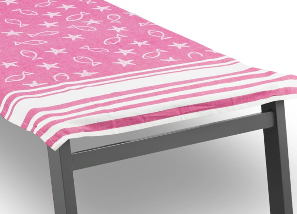 Telo Mare Lettino Spiaggia Piscina Con Cuscino Imbottito E Tasche Fishy Fucsia