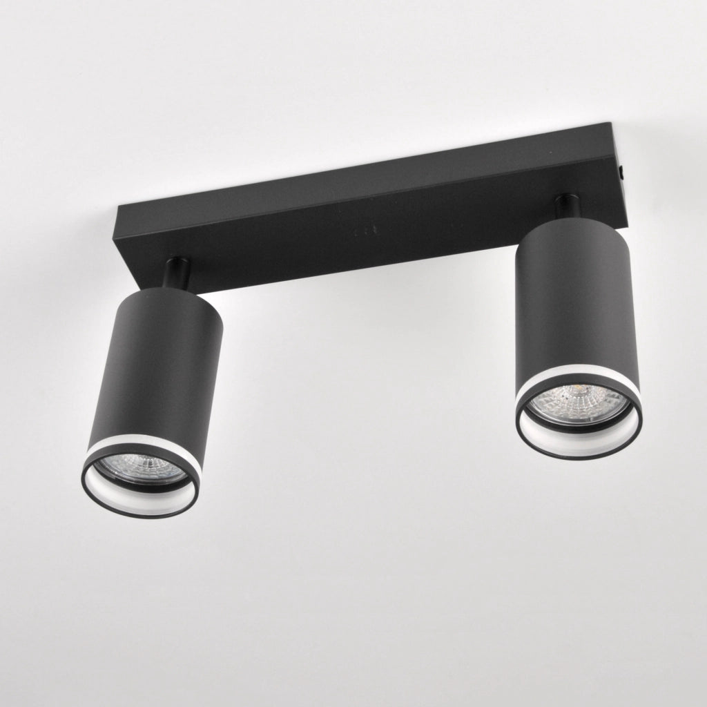 Lampada parete/soffitto 2xGU10 nera alluminio PARIS Polux