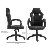 Sedia da Gaming 51x61x108-118 cm in Similpelle Nero