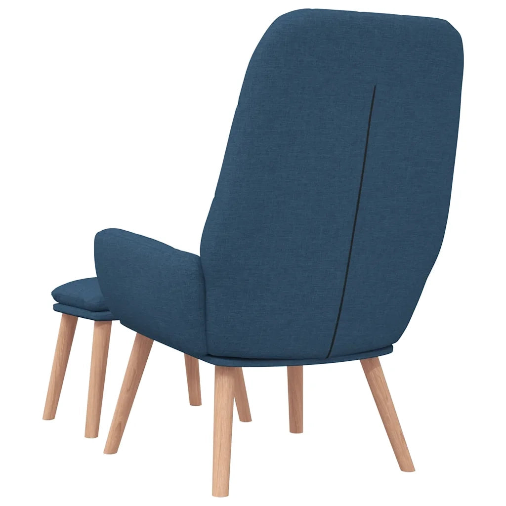Divano Sedia-Poltrona Relax con Poggiapiedi Blu in Tessuto 211384