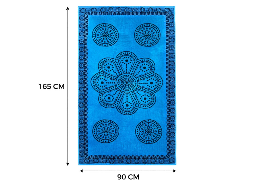 Telo Mare Jacquard Spugna Asciugamano Spiaggia Disegno Vita - Telo Mare - Azzurro