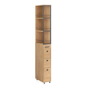 SoBuy Carrello Salvaspazio con Cassetti e Ruote, Mobiletto Multiuso per Cucina, Bagno e Lavanderia Naturale 20x40x170 cm NSR13-N
