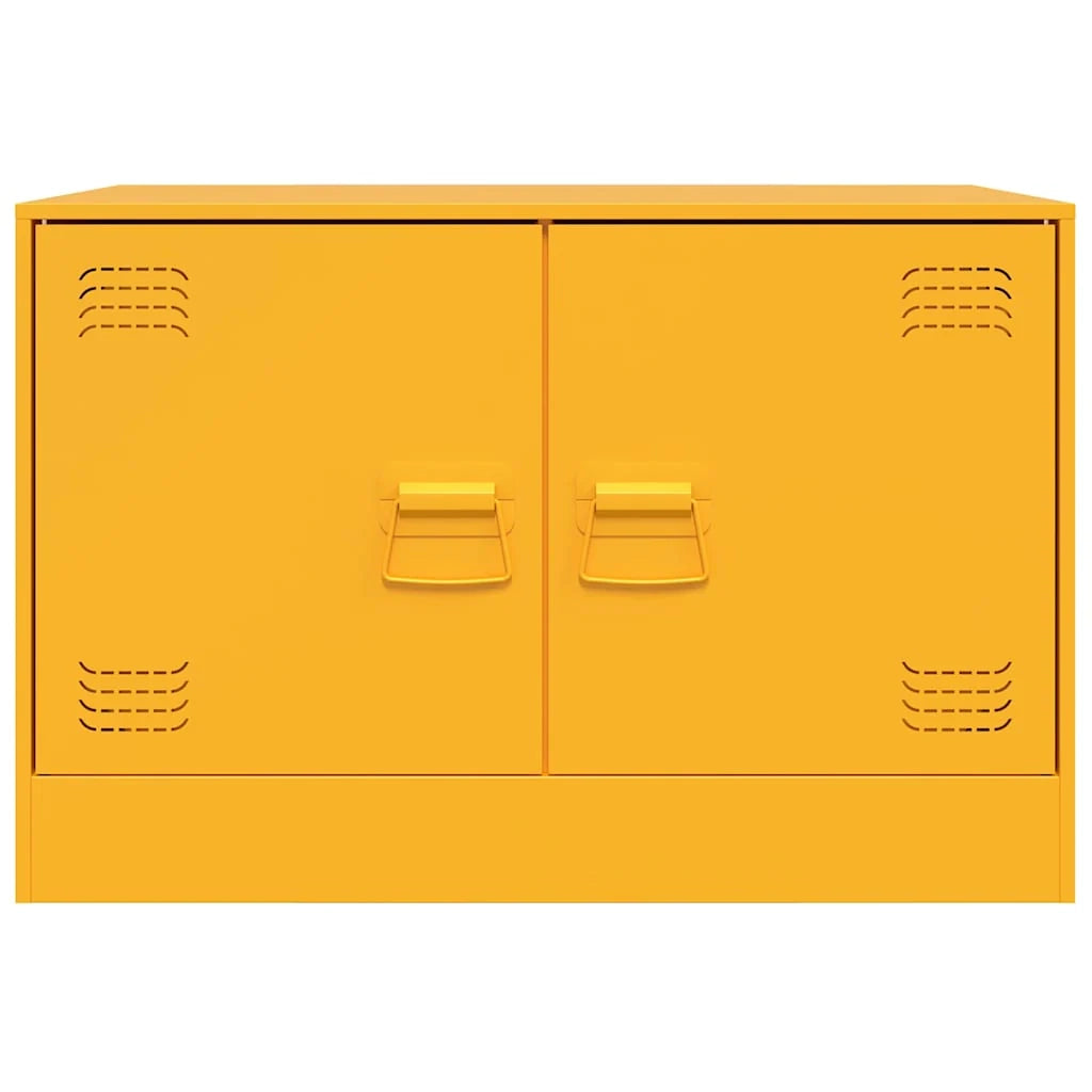 Mobile TV multimediale scaffale TV credenza mobile TV sala da pranzo soggiorno camera da letto 2 pezzi giallo senape 67 x 39 x 44 cm acciaio giallo 02_0028630