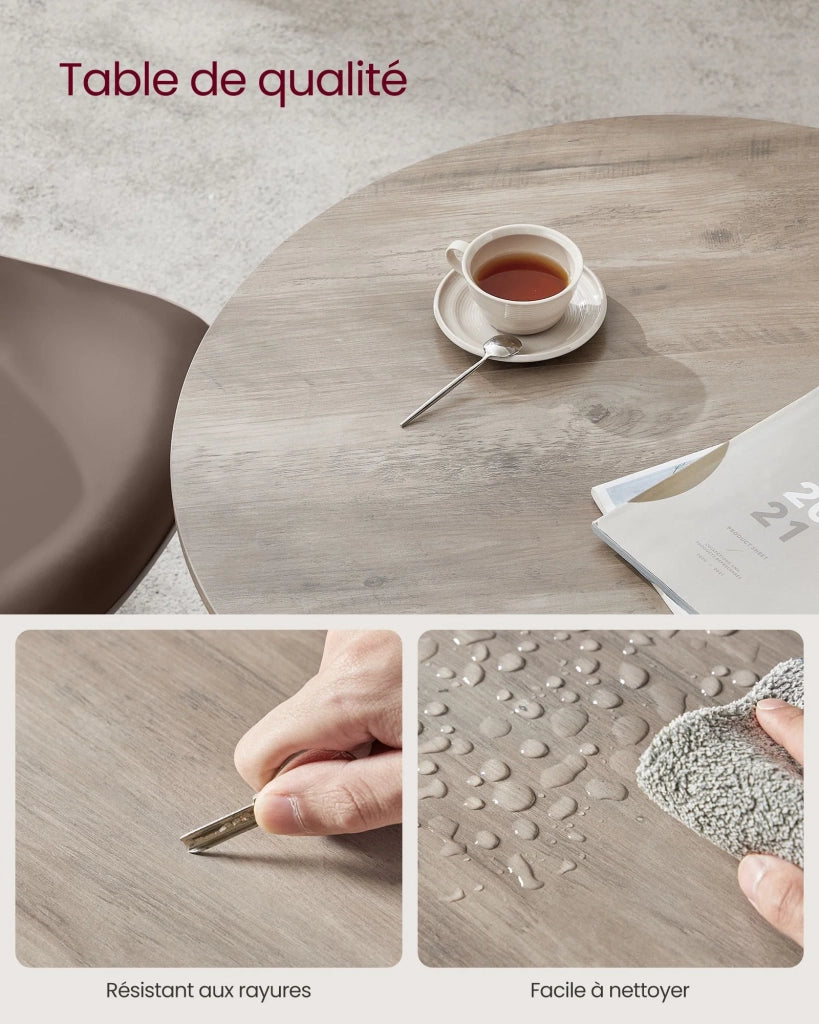 Tavolo da pranzo/cucina rotondo per soggiorno/ufficio 80 x 75 cm stile industriale marrone 12_0007439