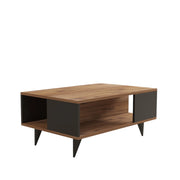 Tavolino in legno "Yuka" - 90 x 60 x 39 cm - Noce, Nero