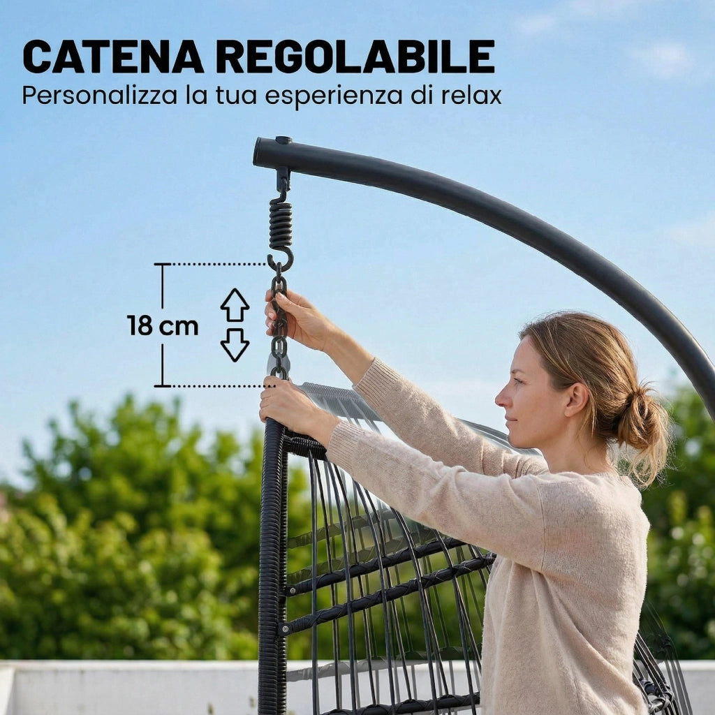 Sedia a Uovo Sospesa ¨C zephmum ¨C Nero/Grigio Chiaro