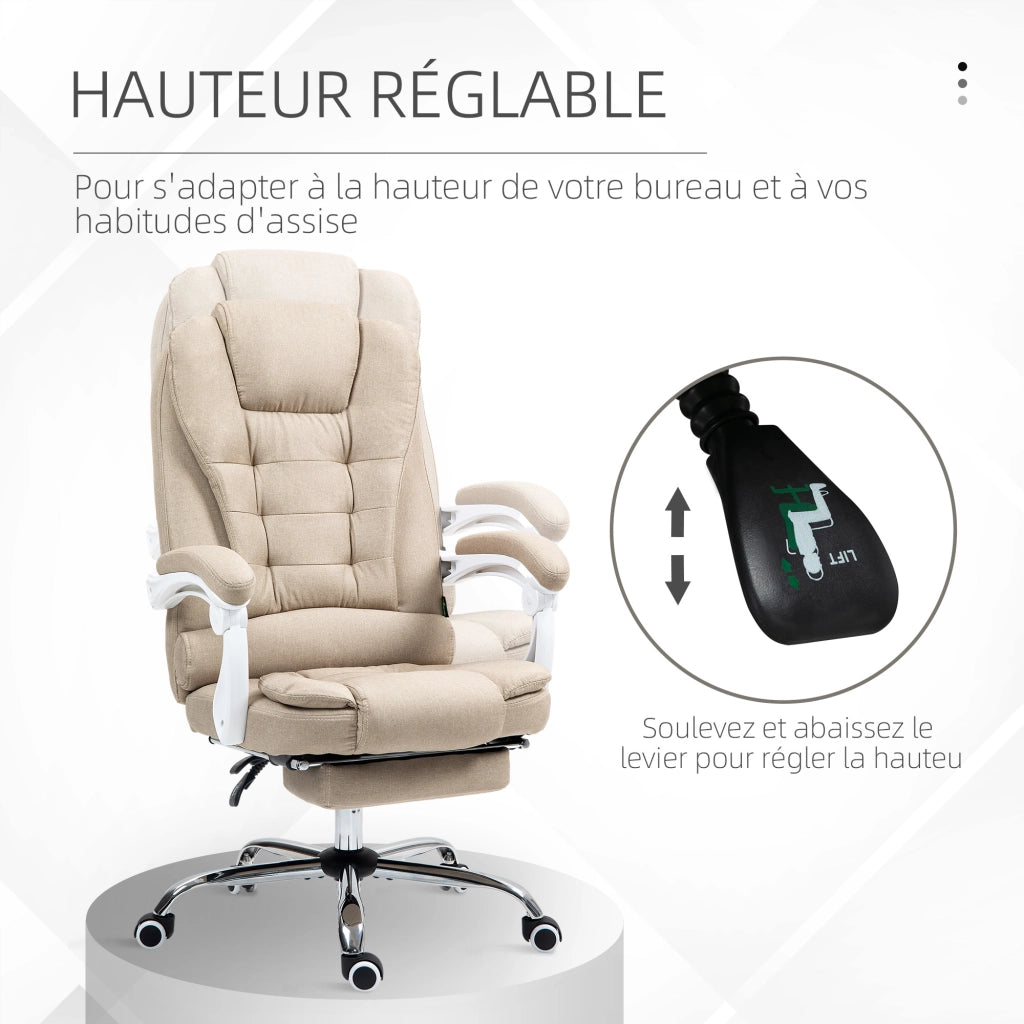 Sedia da Ufficio Manager con Poggiapiedi ¨C Xylo ¨C Schienale Reclinabile, Braccioli Imbottiti, Beige