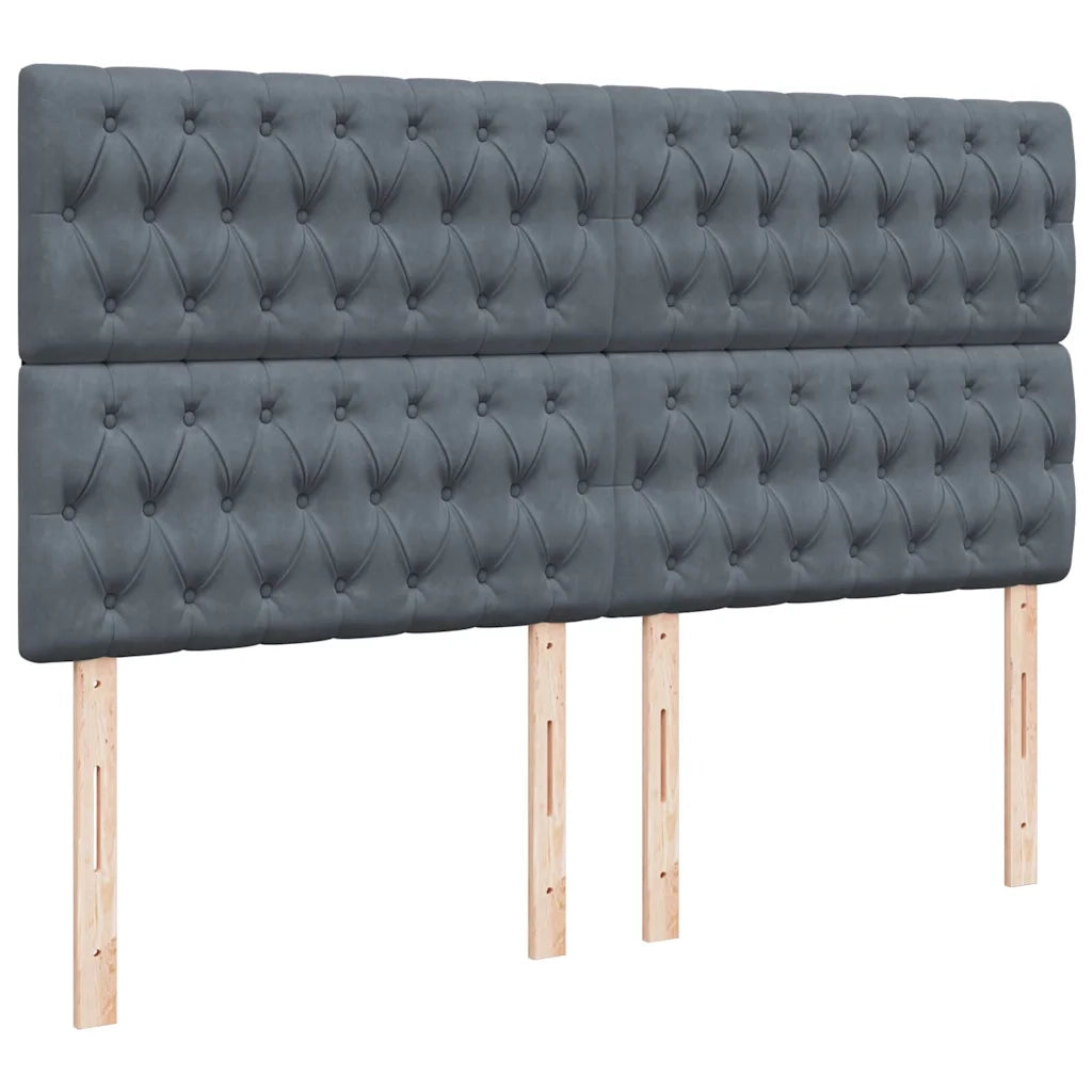 Giroletto a Molle con Materasso Grigio Scuro 180x200 cm Velluto
