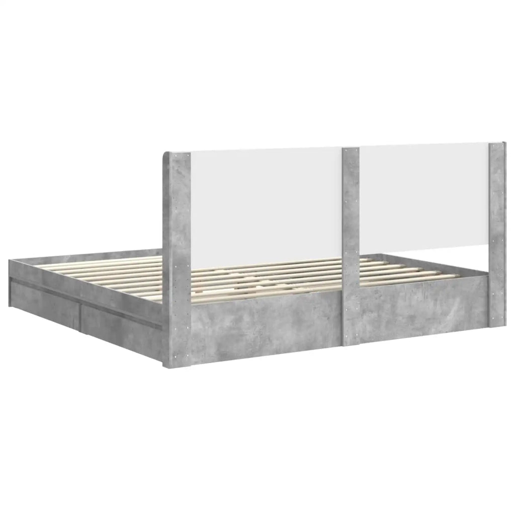Struttura del letto con stoccaggio e testata Grigio Cemento