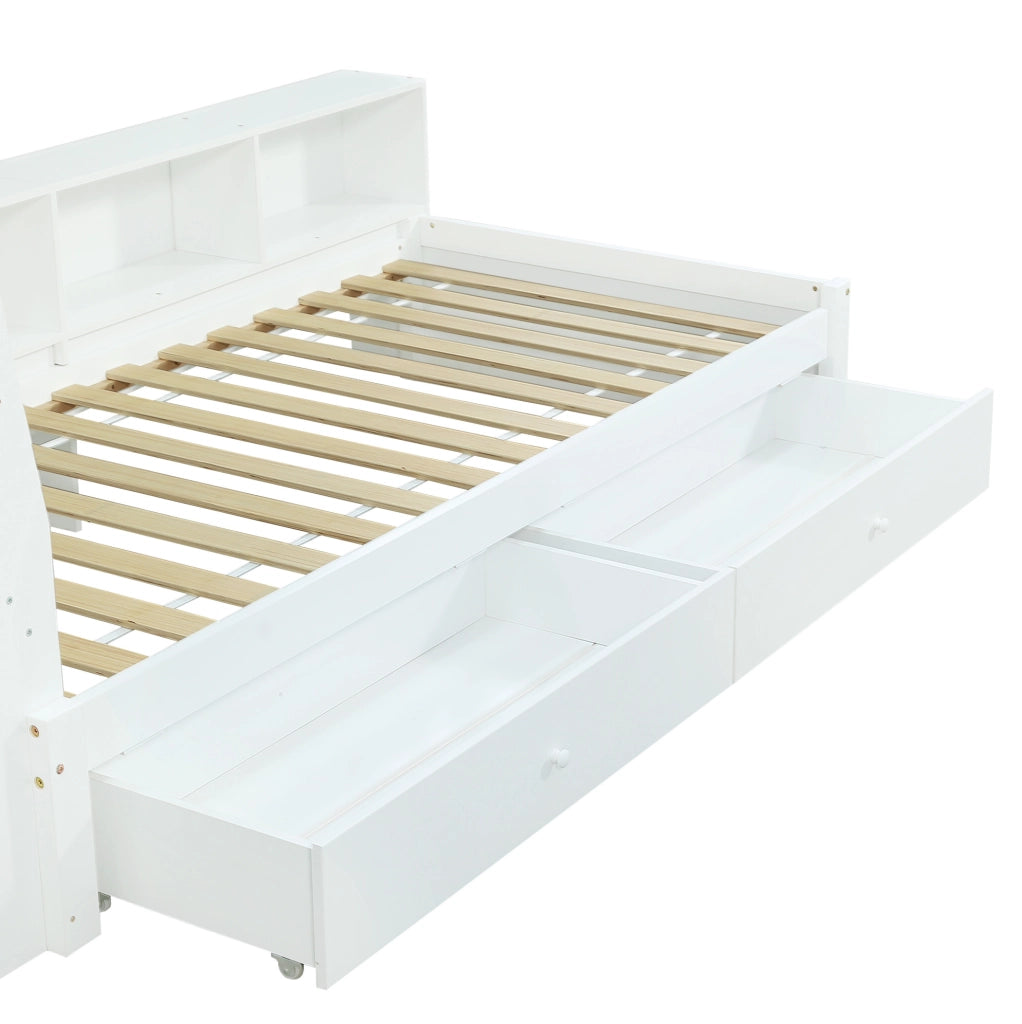 Letto singolo 90x200 cm con contenitore, 2 luci e presa di ricarica