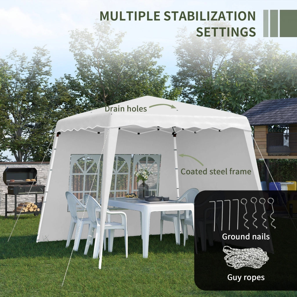 Gazebo Pieghevole da Giardino 2,4x2,4x2,5m in Acciaio e Tessuto Oxford Bianco