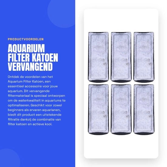 Filtro per acquario sostituibile con tessuto - Cartridge attivo a base di carbone - Filtro ad incasso - Filtro interno - 6 pezzi - 135x55mm - Disegno del filtro