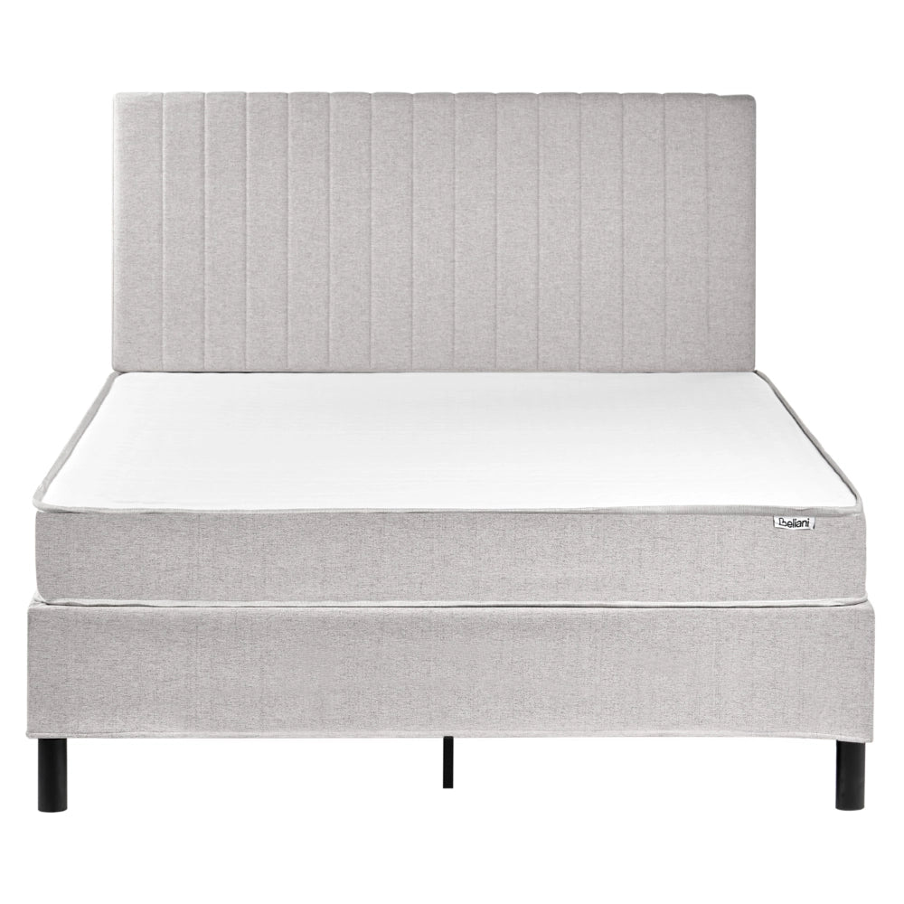 Letto matrimoniale con testiera Materasso a molle insacchettate 160 x 200 cm grigio chiaro camera da letto