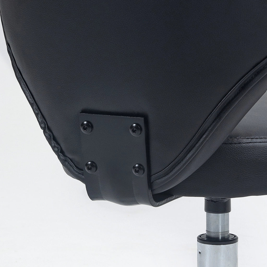 Sgabello girevole da lavoro con altezza regolabile e schienale ergonomico con ruote in pelle sintetica nera