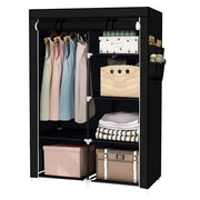Armadio Vestiario In Tessuto Con Ante Con Cerniera E Tasche Laterali Nyana Home Misure 165x88x45cm Nero
