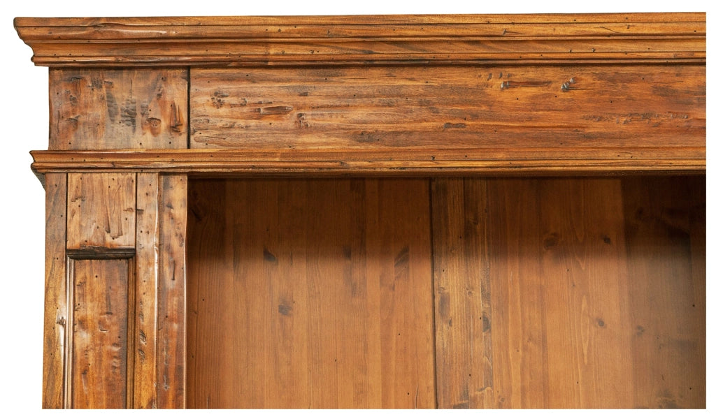 Biscottini Libreria Country in legno massello di tiglio finitura noce L230xPR47xH235 cm. Made in Italy