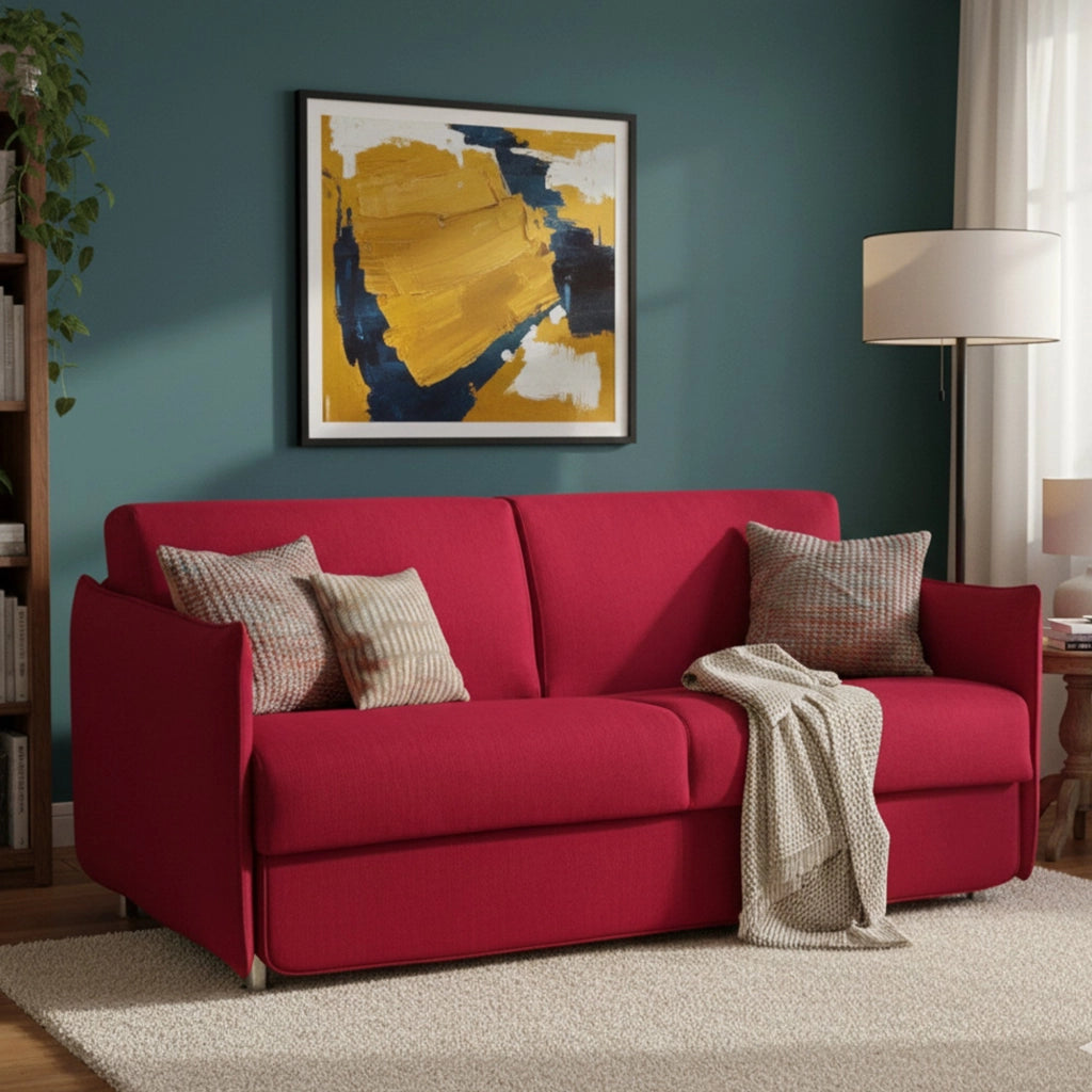 Trovo, Divano Letto 2 Posti Sfoderabile Made in Italy, 180x95 cm Rosso