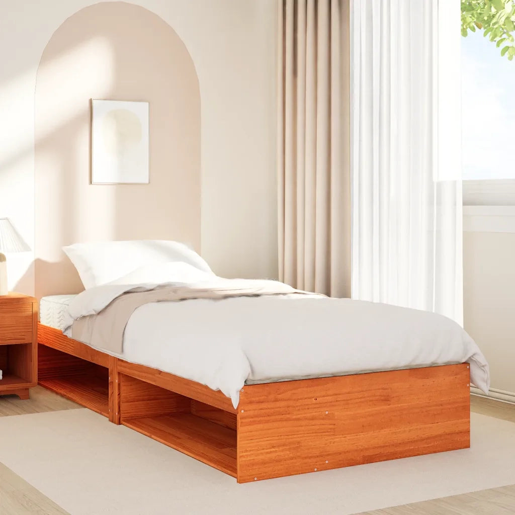 Dormeuse con Materasso Marrone 90x200 cm Legno Massello di Pino 3324597