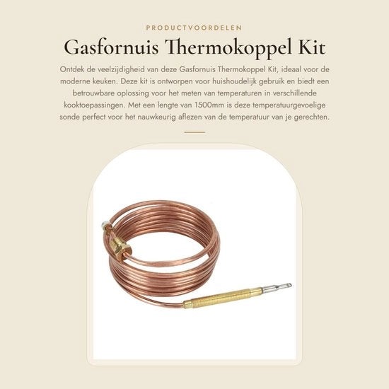 Kit di Termocoppella a 1500mm - Sensore di Temperatura - Uso Domestico - Metallo - Protezione - Prodotti di Qualità