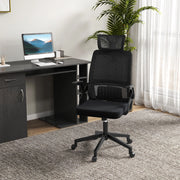 Sedia da ufficio ergonomica girevole con poggiatesta braccioli regolabili supporto lombare e schienale in rete nero