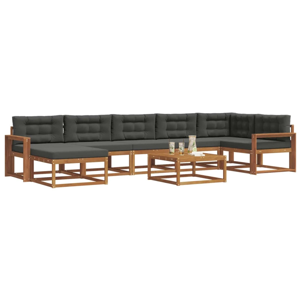 Set di divani da esterno con cuscino 8 pcs Naturale e Antracite 3367935