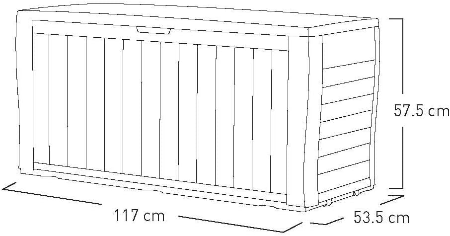 Baule da Giardino in Resina Effetto Legno con Ruote e Chiusura Lucchettabile Colore Marrone Sherwood Keter