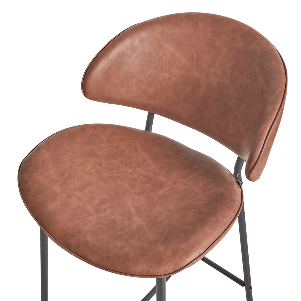 Set di 2 sedie da bar con seduta imbottita in tessuto marrone senza braccioli senza braccioli schienale curvo stile moderno