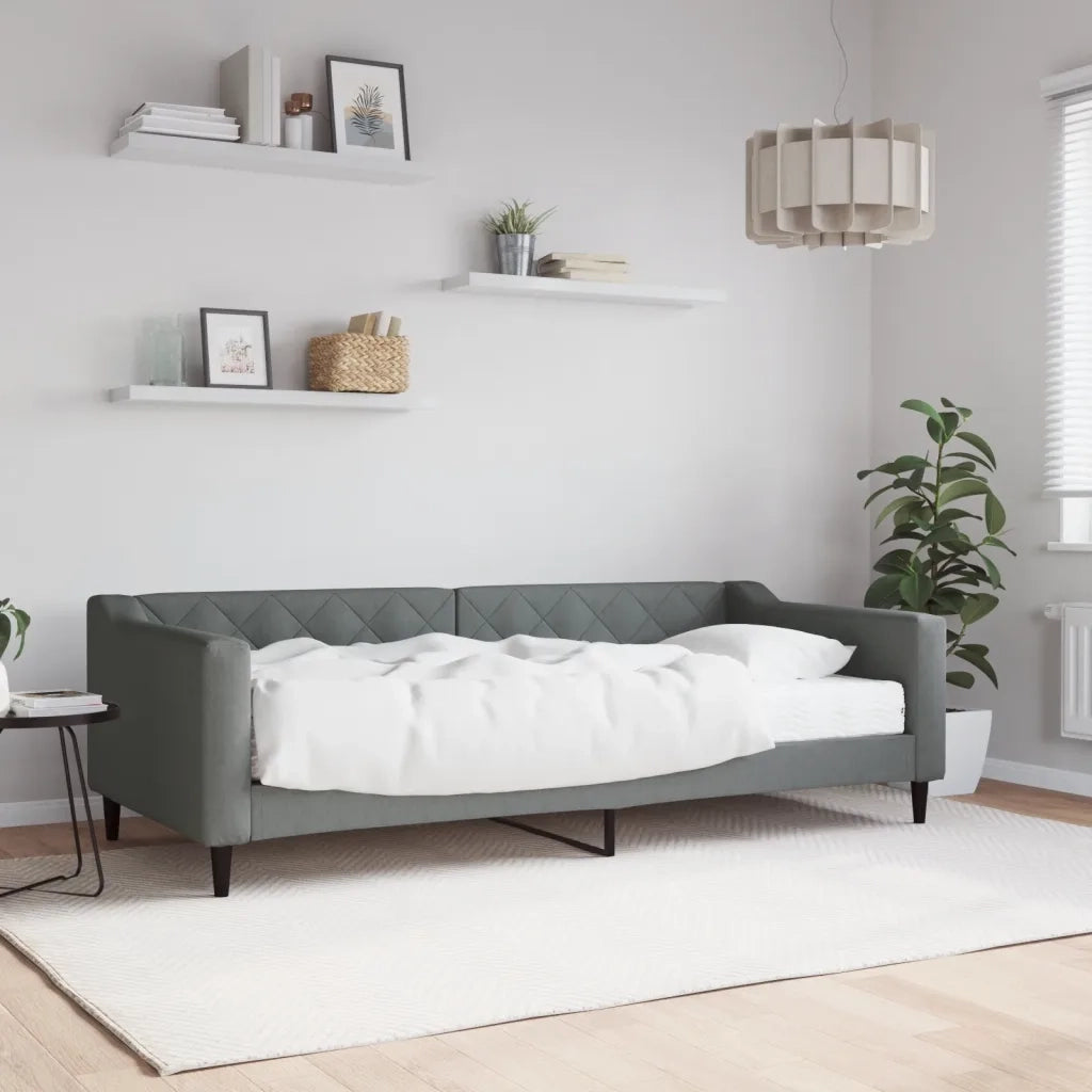 Divano Letto con Materasso Grigio Scuro 90x200 cm in Tessuto 3197409