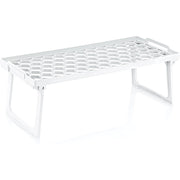 Trade Shop - Mensola Salvaspazio Pieghevole Impilabile Bianca 13x30cm Base Traforata Piedi Chiudibili -