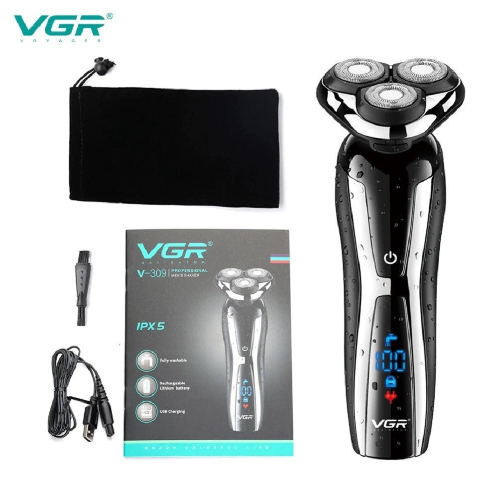 Trade Shop - Rasoio Elettrico Barba Trimmer Usb Ricaricabile Impermeabile Con Display V-309 -