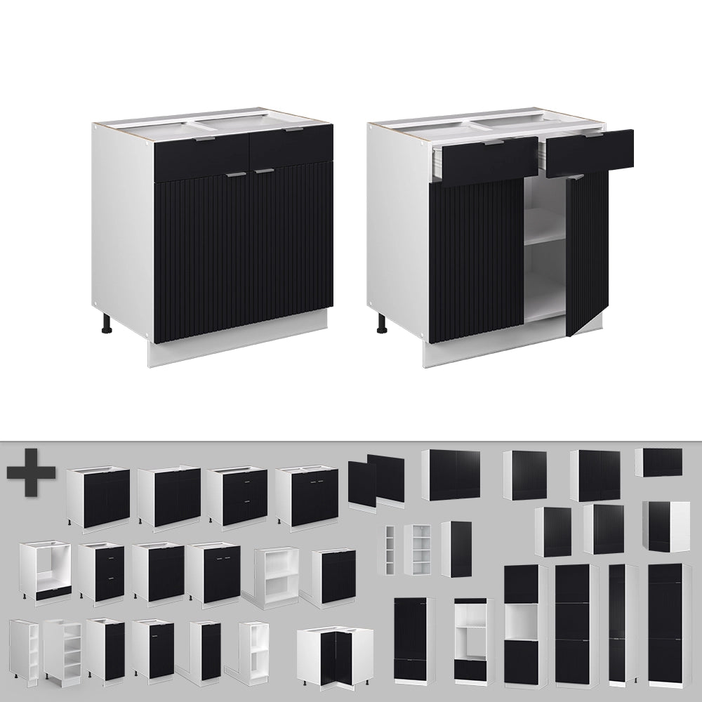 Vicco Mobiletto base per cucina Nero a righe 80 cm , PL Antracite