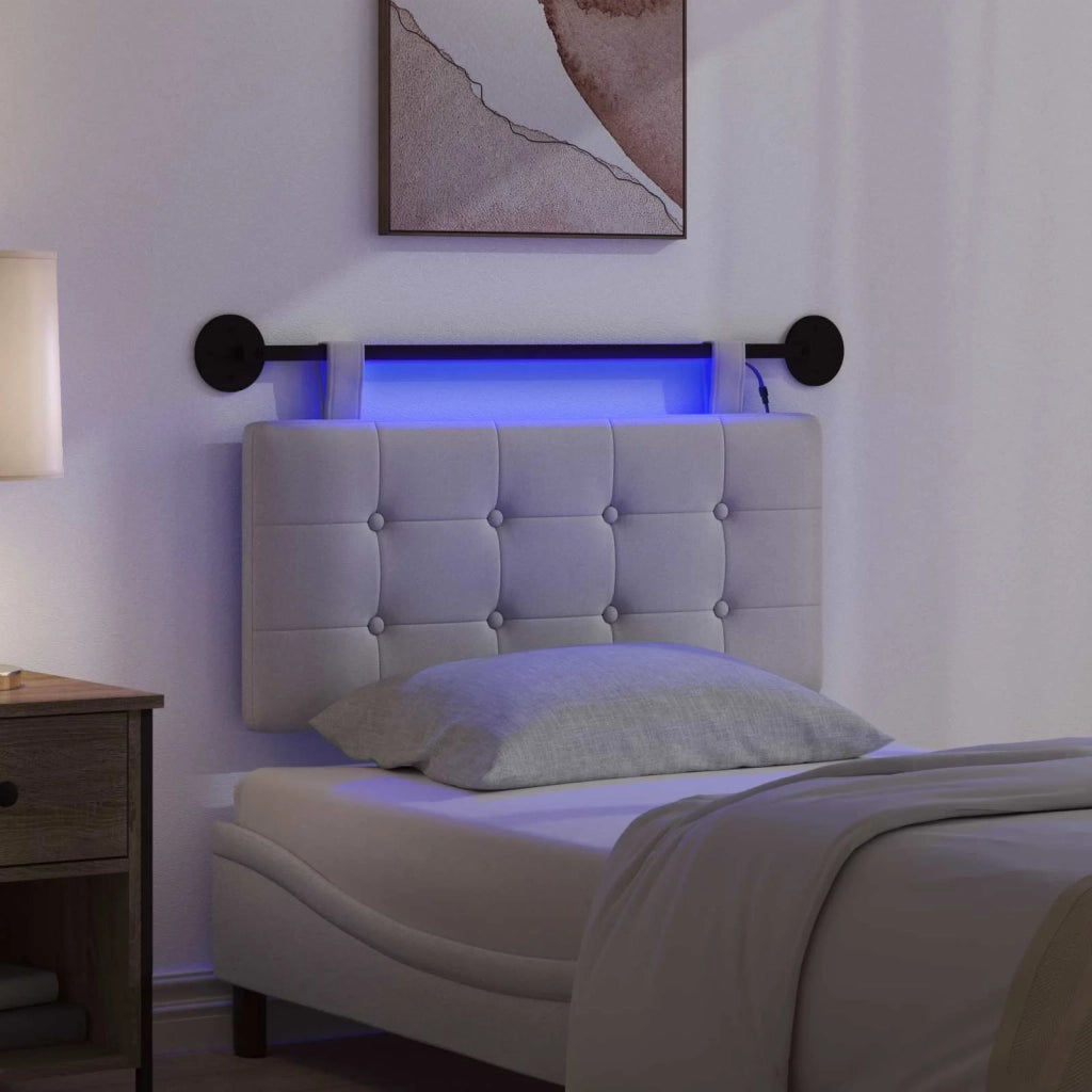 Testiera sospesa Con luce LED Grigio Nuvola Tessuto