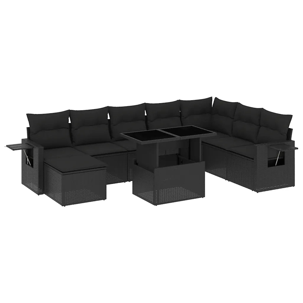 Set Divani da Giardino con Cuscini 8 pz Nero in Polyrattan 3268065