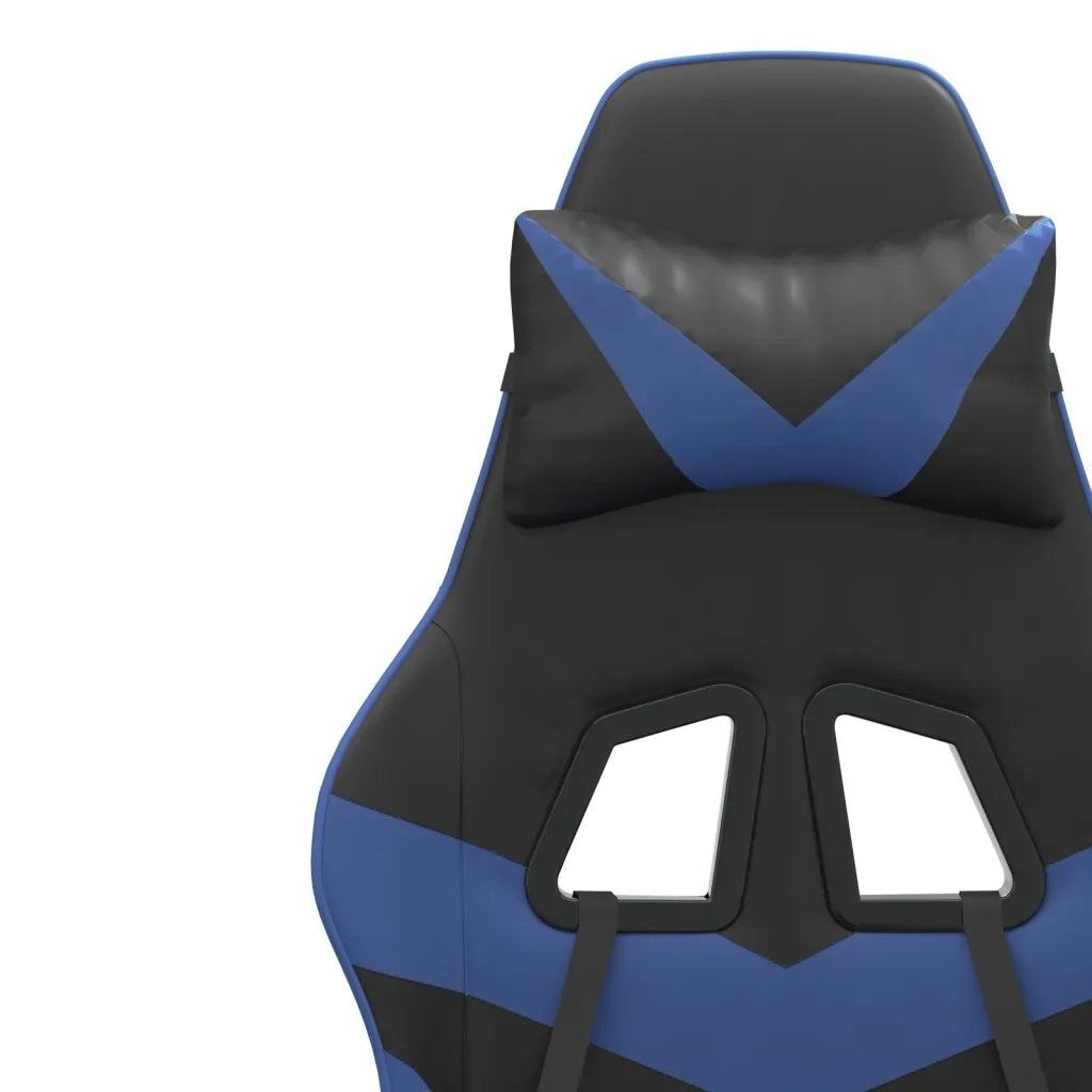 Sedia da Gaming Girevole con Poggiapiedi Nero e Blu Similpelle cod mxl 66227