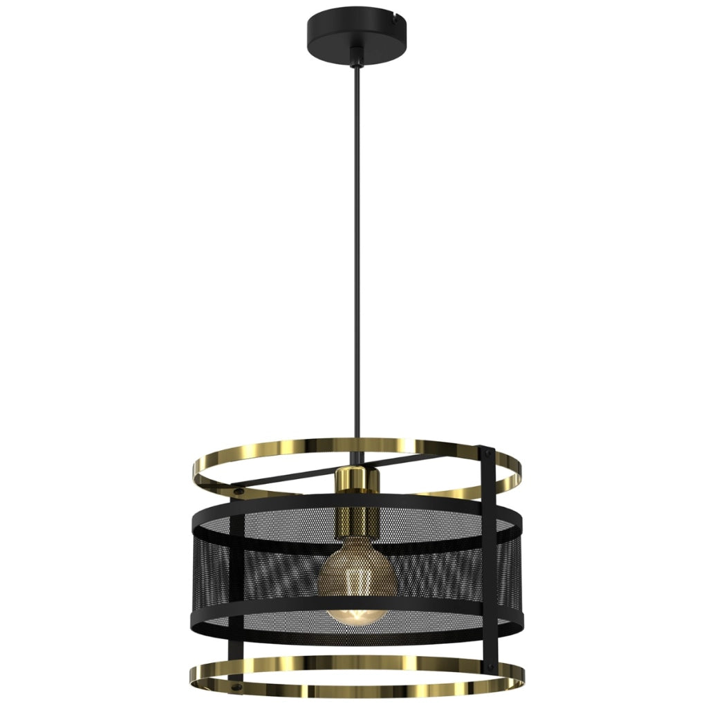 Lampada a sospensione Rim nera oro E27 Luminex Ø30