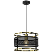 Lampada a sospensione Rim nera oro E27 Luminex Ø30