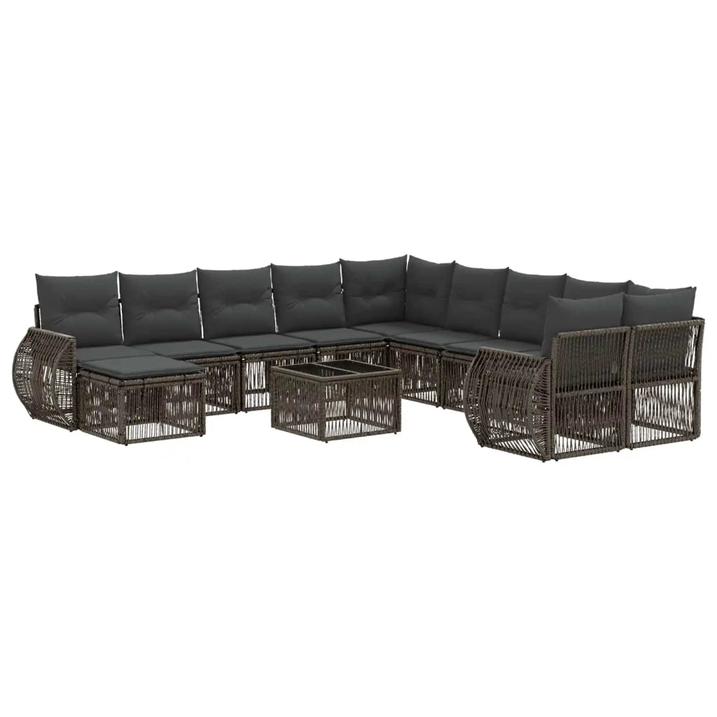 Set Divano da Giardino 12 pcs Grigio polyrattan