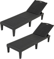 Set di 2 Sedie a Sdraio da Spiaggia, Lettino Prendisole da Giardino Reclinabile in Plastica con Schienale Regolabile in 5 Posizioni, Portata Massima 160 Kg, Sdraio Giardino per Giardino, Patio
