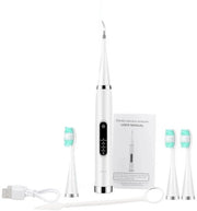 Tampone elettrico 2 in 1 Pulitore degli interstizi Rimosso tartaro Tampone intelligente per adulti - Bianco Tre teste