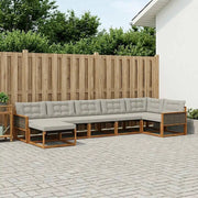 Set di divani da esterno 7 pcs Naturale e Grigio Chiaro