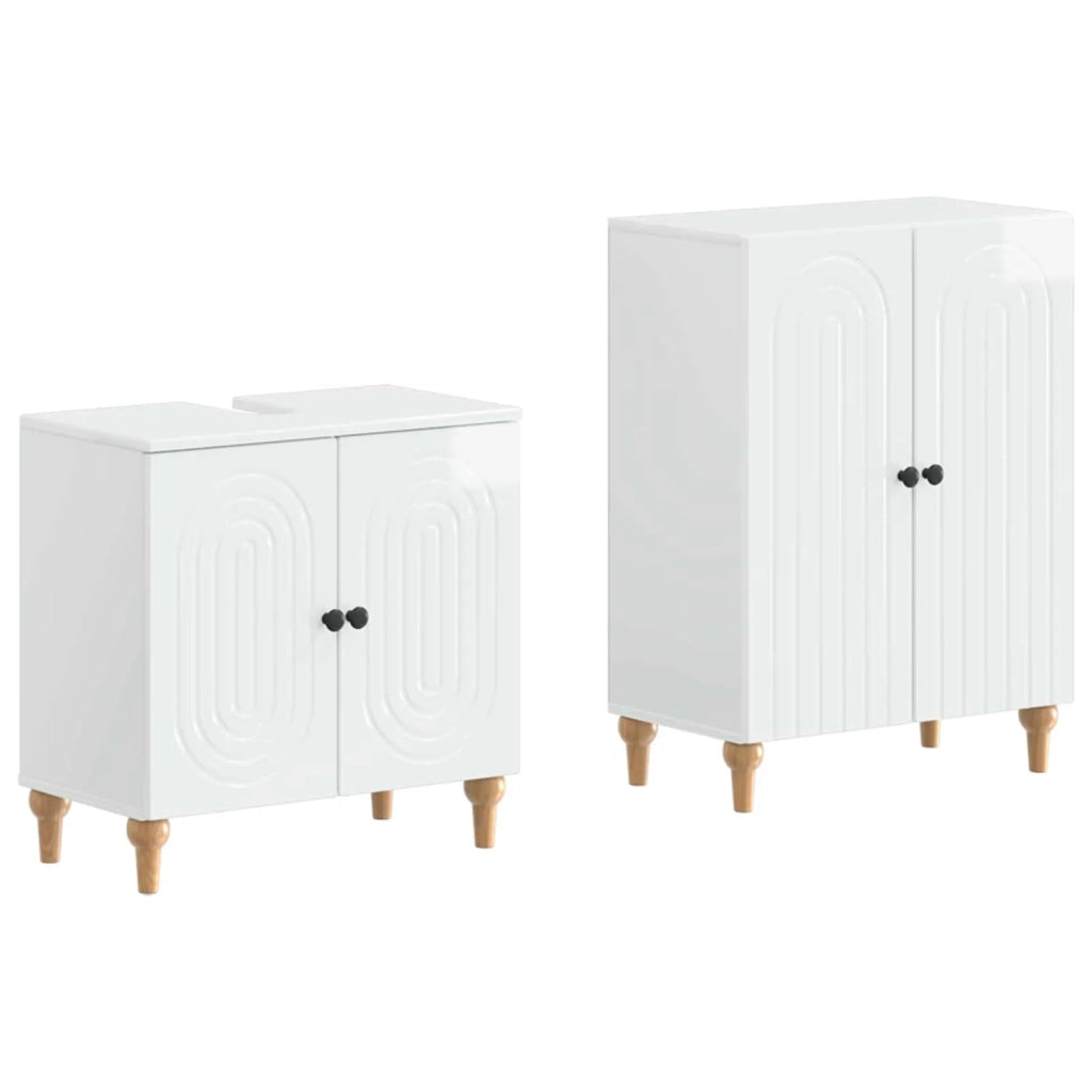 Set di Armadi da Bagno da 2 Pezzi ALKMAAR Bianco Lucido 3417589