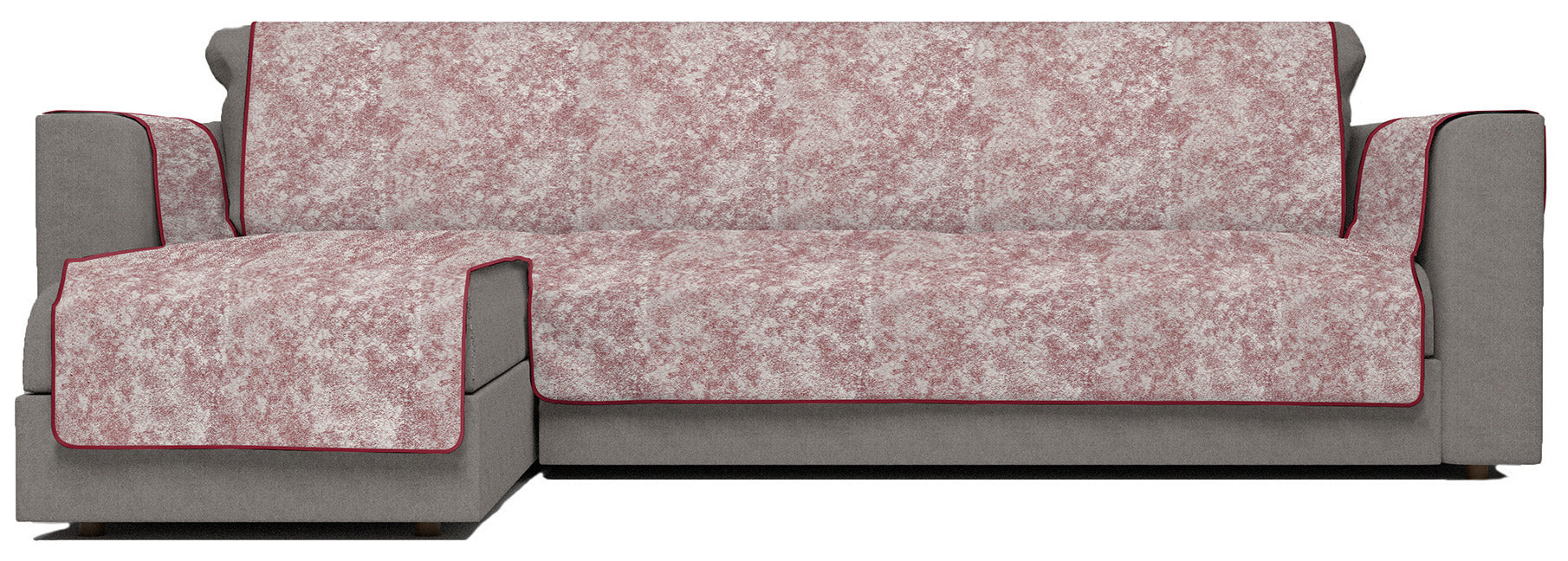 Copridivano con Penisola Sinistra Seduta 190 cm in Poliestere e Cotone Bordeaux