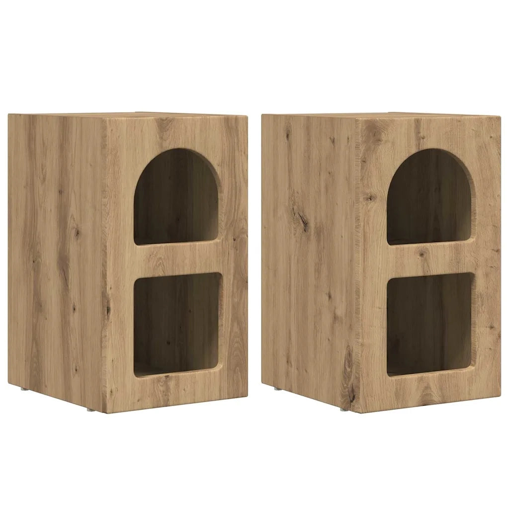 Set di 2 Comodini | Armadio da Notte | Mobiletto da notte Rovere artigianale 29,5 x 33,5 x 50 cm