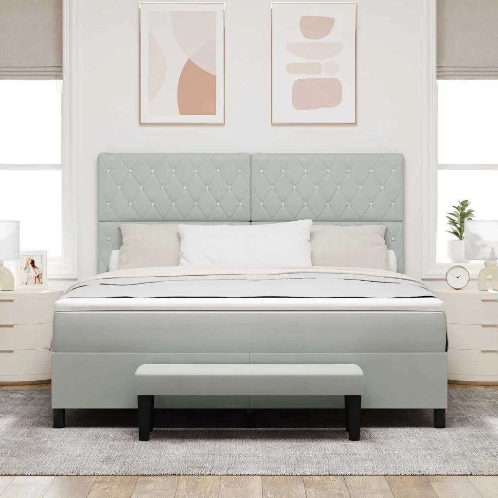 Letto a molle con testiera Grigio chiaro 200 x 180 cm Velluto 3344462