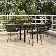 Set da Pranzo da Giardino 5 pz Nero in Polyrattan 3157867