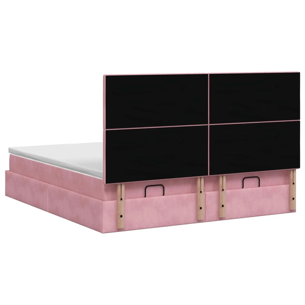 Letto ottomano con materasso con testiera 2 pcs Rosa Velluto 3457901
