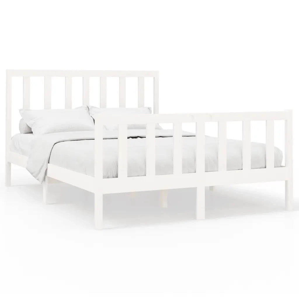 Giroletto senza Materasso-Struttura Letto Bianco 160x200 cm Legno Massello Pino 869877