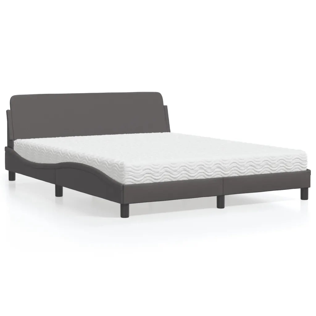 Letto con Materasso Dover Grigio 160x200 cm in Similpelle