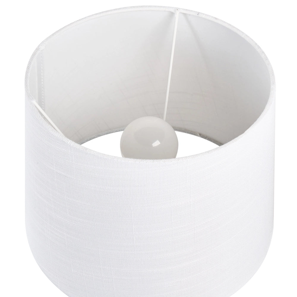 Lampada da tavolo con base in ceramica bianca artistiche macchie blu paralume in lino stile tamburo soggiorno moderno